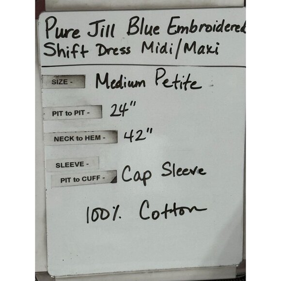 J Jill Pure Jill 100% Cotton Gauzy Dress Embroidered Size M Petite Lagenlook - Picture 6 of 6